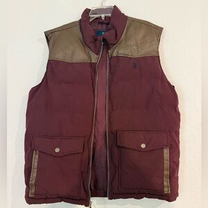 U.S. Polo Assn. Maroon and Tan Puffer Vest
